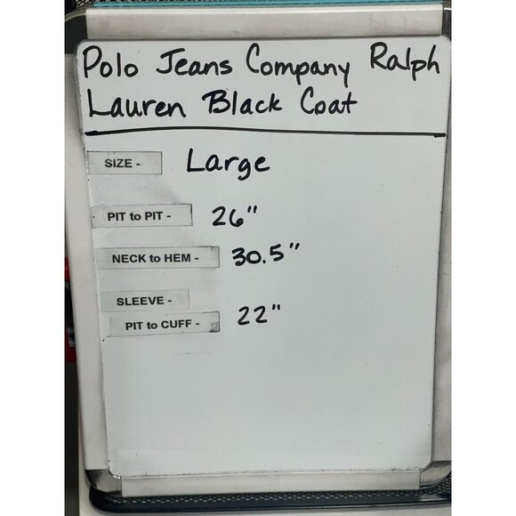 Polo Jeans Co.‎ Ralph Lauren Men's Vintage Black Coat Jacket Size Large - Picture 14 of 14